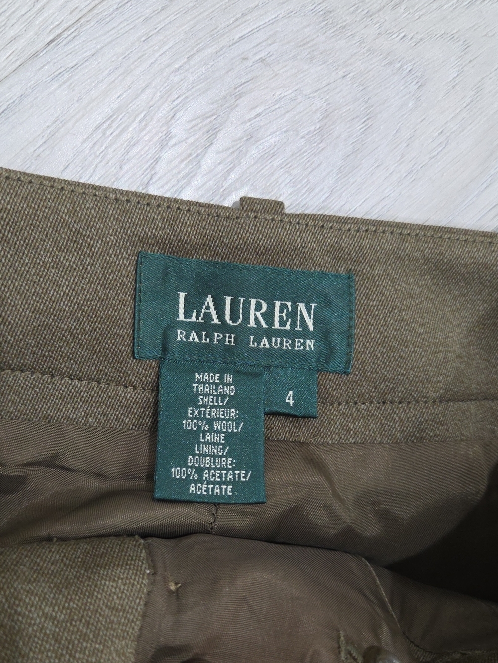 VTG Ralph Lauren 100% Wool Trousers Oliver Brown Straight Wide Leg Pants Size 4 - Picture 4 of 8